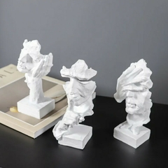 Escultura Nordic Decorativa - Silêncio | Não veja | Não ouça na internet