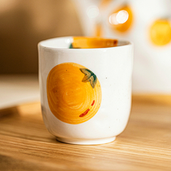 Bule e Xícara de Chá em Cerâmica Tangerinas
