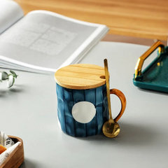 Caneca em Cerâmica com Tampa de Bambu | BamBoho - loja online