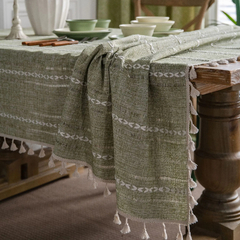 Toalha de Mesa de Linho com Borlas