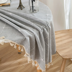 Toalha de Mesa de Linho com Borlas - Redonda - comprar online