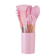 Kit de Utensílios de Silicone com Cabo em Bambu | BamBoho - loja online