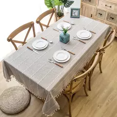Toalha de Mesa de Linho com Borlas - MaraviLar