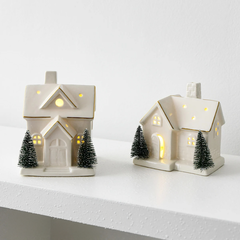 Casa Vila de Natal Iluminada em Cerâmica - loja online