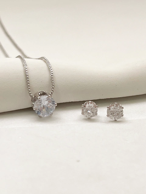 Conjunto Ponto de Luz Cristal Ródio - P