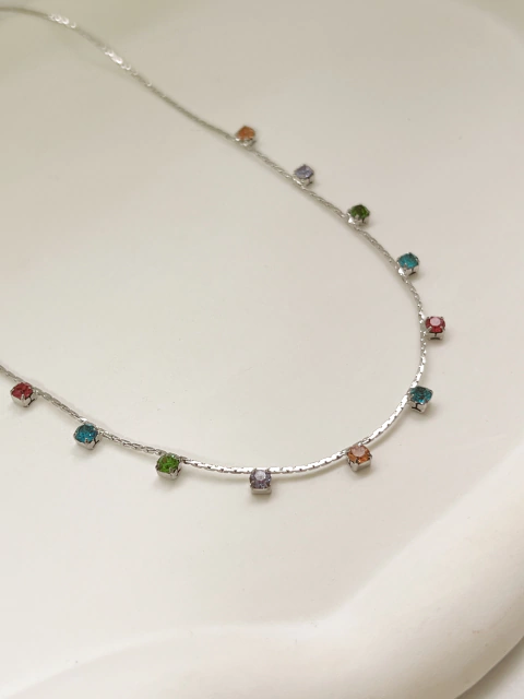 Choker Cristal Colors Ródio