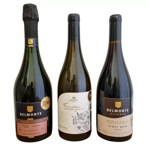 KIT 3 VINHOS PREMIADOS BELMONTE GAMAY CHARDONNAY PINOT NOIR