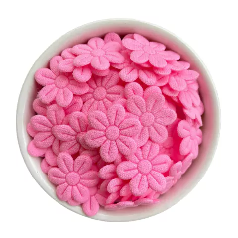 APLIQUE FLOR PRENSADA ROSA CHICLETE - 50 UNIDADES