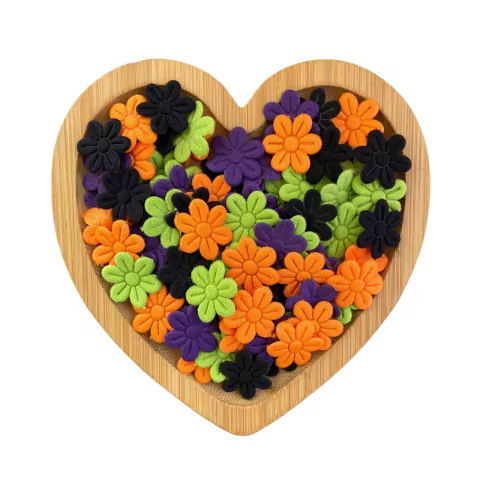 APLIQUE FLOR PRENSADA MIX HALLOWEEN - 100 UNIDADES