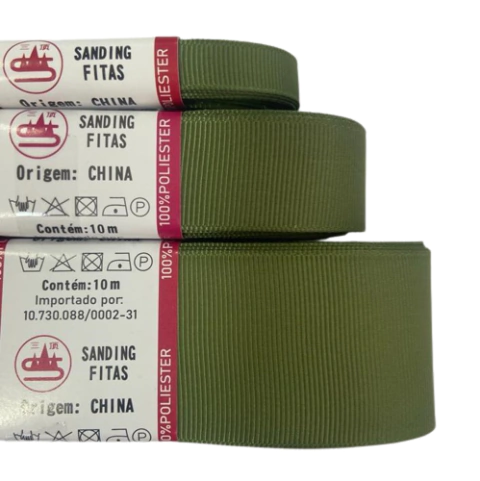 FITA DE GORGURÃO LISO SANDING - VERDE MILITAR (COR 296)