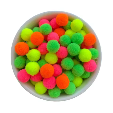 MINI POMPOM CORES NEON (1 CM) - 100 UNIDADES