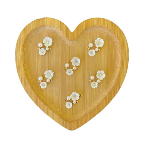 APLIQUE METAL PÉROLA COM FLOR - 2 UNIDADES