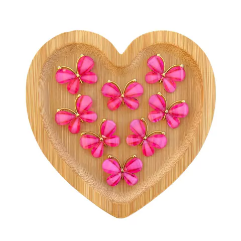 APLIQUE METAL BORBOLETA ROSA PRINCESA - UNIDADE