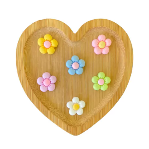 APLIQUE RESINA FLORES CANDY -  6 UNIDADES