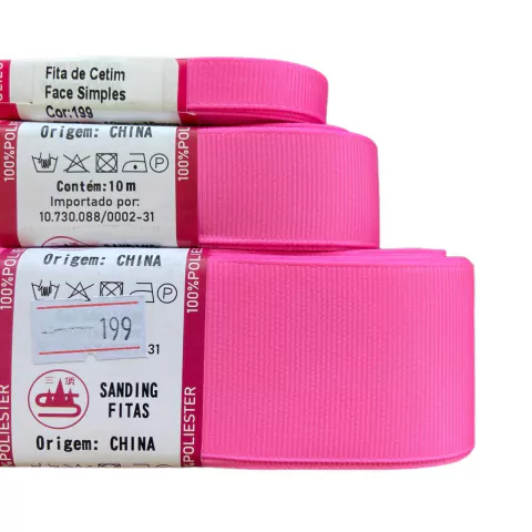 FITA DE GORGURÃO LISO SANDING - ROSA CHICLETE (COR 199)