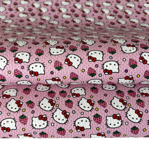LONITA ESTAMPADA HELLO KITTY COM MORANGOS ROSA (24X40CM) - UNIDADE