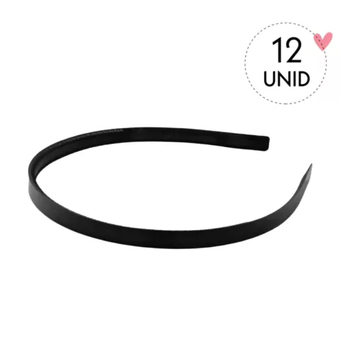 TIARA DE DENTINHO RESISTENTE SILICONE PRETA 0,9MM - 12 UNIDADES