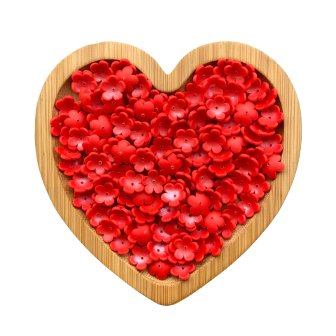 FLOR DE PORCELANA FRIA COM FURO VERMELHA (1CM) - 10 UNIDADES