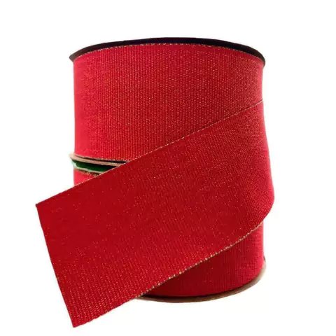 FITA DE GORGURÃO COM LUREX DOURADO SINIMBU VERMELHO - 38MM