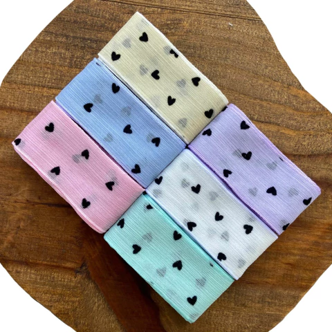 FITA ORGANZA COM CORAÇÕES EM VELUDO - 2 METROS