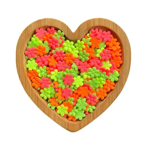 APLIQUE MINI FLOR PRENSADA MIX CORES NEON - 50 UNIDADES