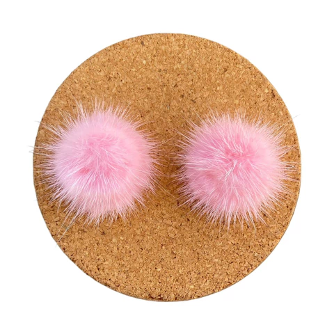 MEIO POMPOM PELÚCIA ROSA BEBÊ (2.5CM) - 2 UNIDADES