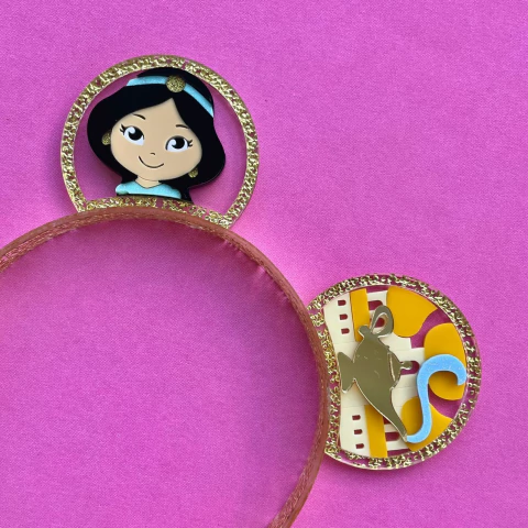 KIT TIARA + PAR DE ORELHA EM ACRILICO PRINCESA JASMINE - UNIDADE