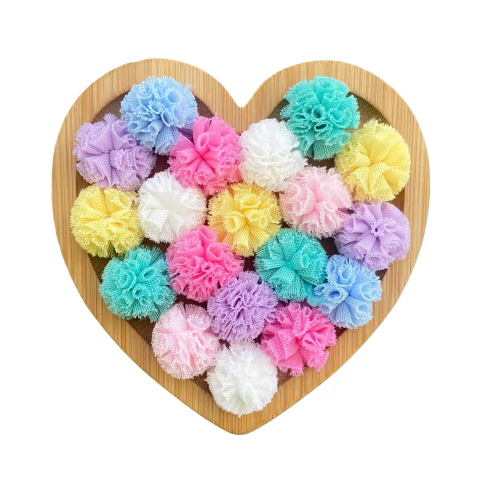 POMPOM DE TULE CORES CANDY COLOR (2.5CM) - 10 UNIDADES