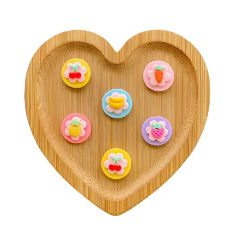 APLIQUE RESINA BOTTON FRUTINHAS - 6 UNIDADES