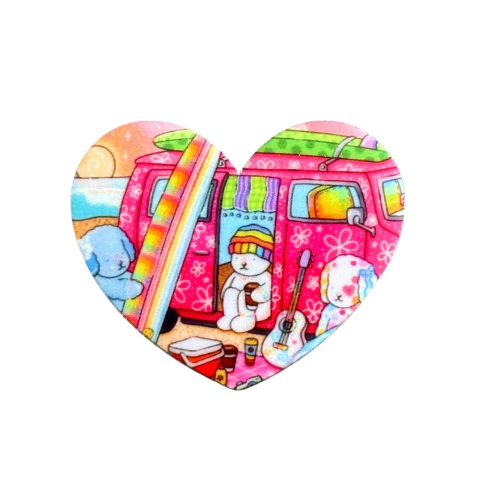 APLIQUE ACRÍLICO BOBBIE GOODS CORAÇÃO KOMBI ROSA - UNIDADE