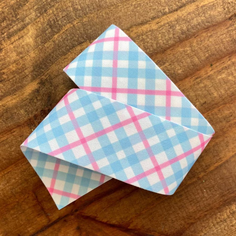 FITA XADREZ AZUL E ROSA PRINCESS (38MM) - 2 METROS