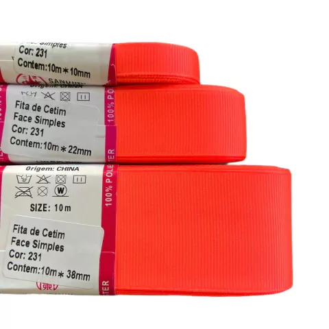 FITA DE GORGURÃO LISO SANDING - LARANJA NEON (COR 231)