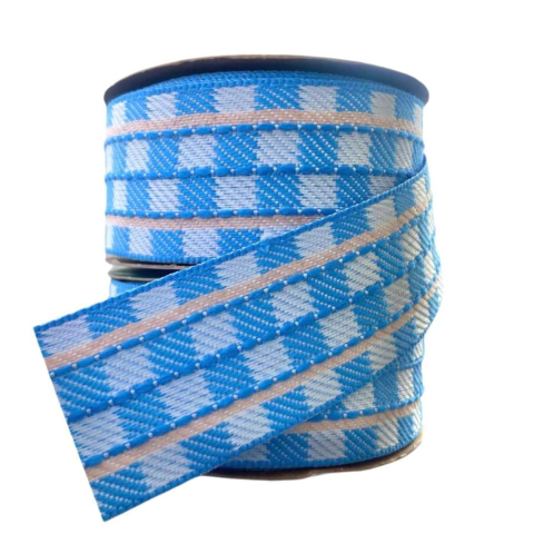 FITA JEANS DECORATIVA SINIMBU XADREZ AZUL - 38MM