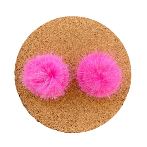 MEIO POMPOM PELÚCIA ROSA PINK (2.5CM) - 2 UNIDADES