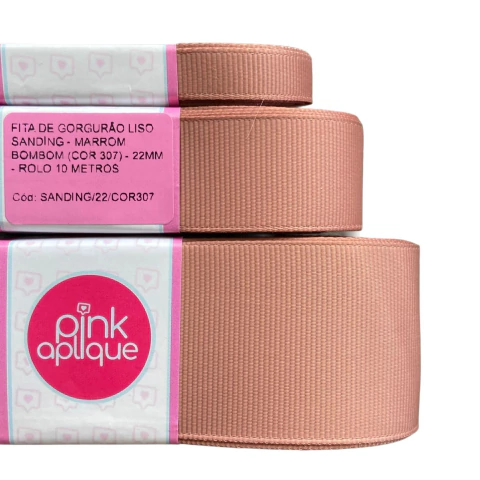 FITA DE GORGURÃO LISO SANDING - MARROM BOMBOM (COR 307)