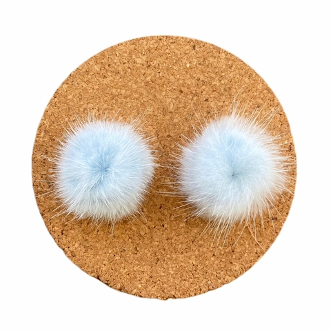 MEIO POMPOM PELÚCIA (2,5CM) AZUL BEBÊ - 2 UNIDADES