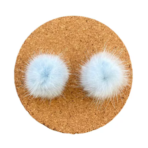 MEIO POMPOM PELÚCIA (2,5CM) AZUL BEBÊ - 2 UNIDADES