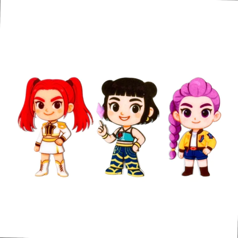 KIT APLIQUE ACRÍLICO AS GUERREIRAS DO K-POP (4CM) - 3 UNIDADES