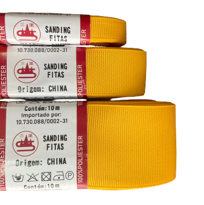 FITA DE GORGURÃO LISO SANDING - MOSTARDA (COR 136)