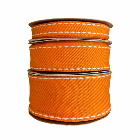 FITA JEANS SINIMBU COM PESPONTO BRANCO - LARANJA (COR 08)