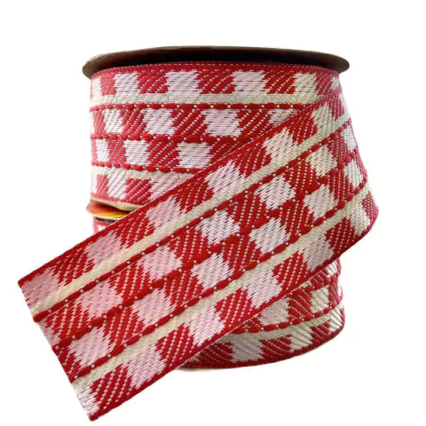 FITA JEANS DECORATIVA SINIMBU XADREZ VERMELHA - 38MM