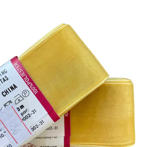 FITA DE ORGANZA SANDING DOURADO (COR 156) 38MM - 10 METROS