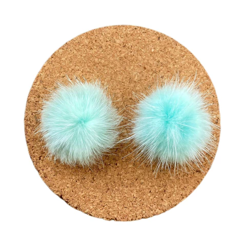 MEIO POMPOM PELÚCIA VERDE ÁGUA (2.5CM) - 2 UNIDADES