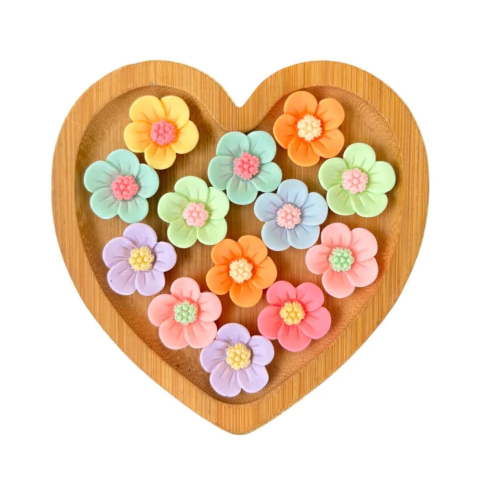 APLIQUE RESINA MIX FLORES CANDY (5 PÉTALAS) - 10 UNIDADES