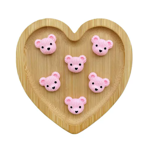 APLIQUE RESINA MINI URSINHO ROSA - 6 UNIDADES