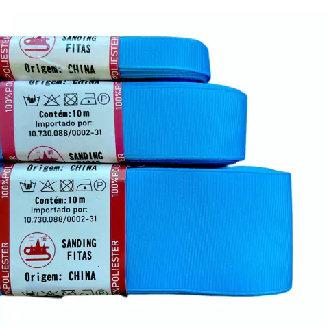 FITA DE GORGURÃO LISO SANDING - AZUL TURQUESA (COR 058)