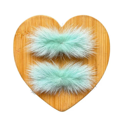 MEIO POMPOM BIGODE VERDE BEBÊ - 2 UNIDADES