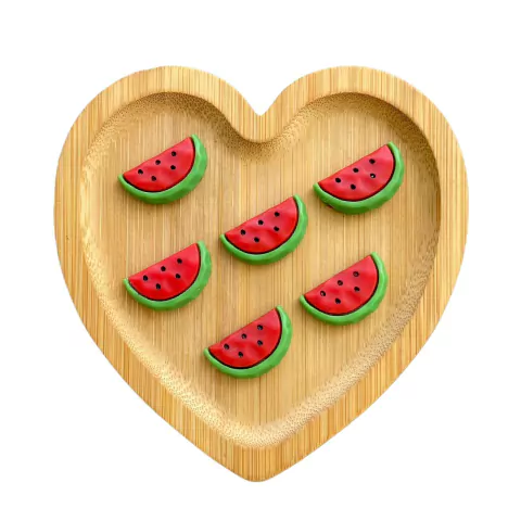 APLIQUE RESINA FATIA MELÂNCIA - 6 UNIDADES