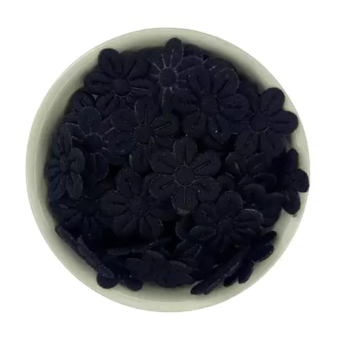 APLIQUE FLOR PRENSADA - PRETA - 50 UNIDADES