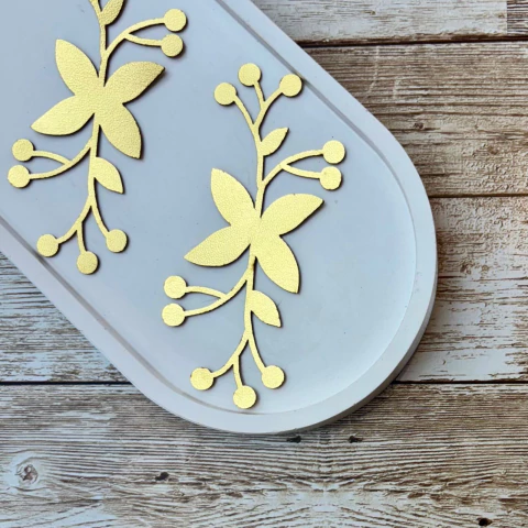 APLIQUE TECIDO RAMO DE PISTILO DOURADO - 6 UNIDADES